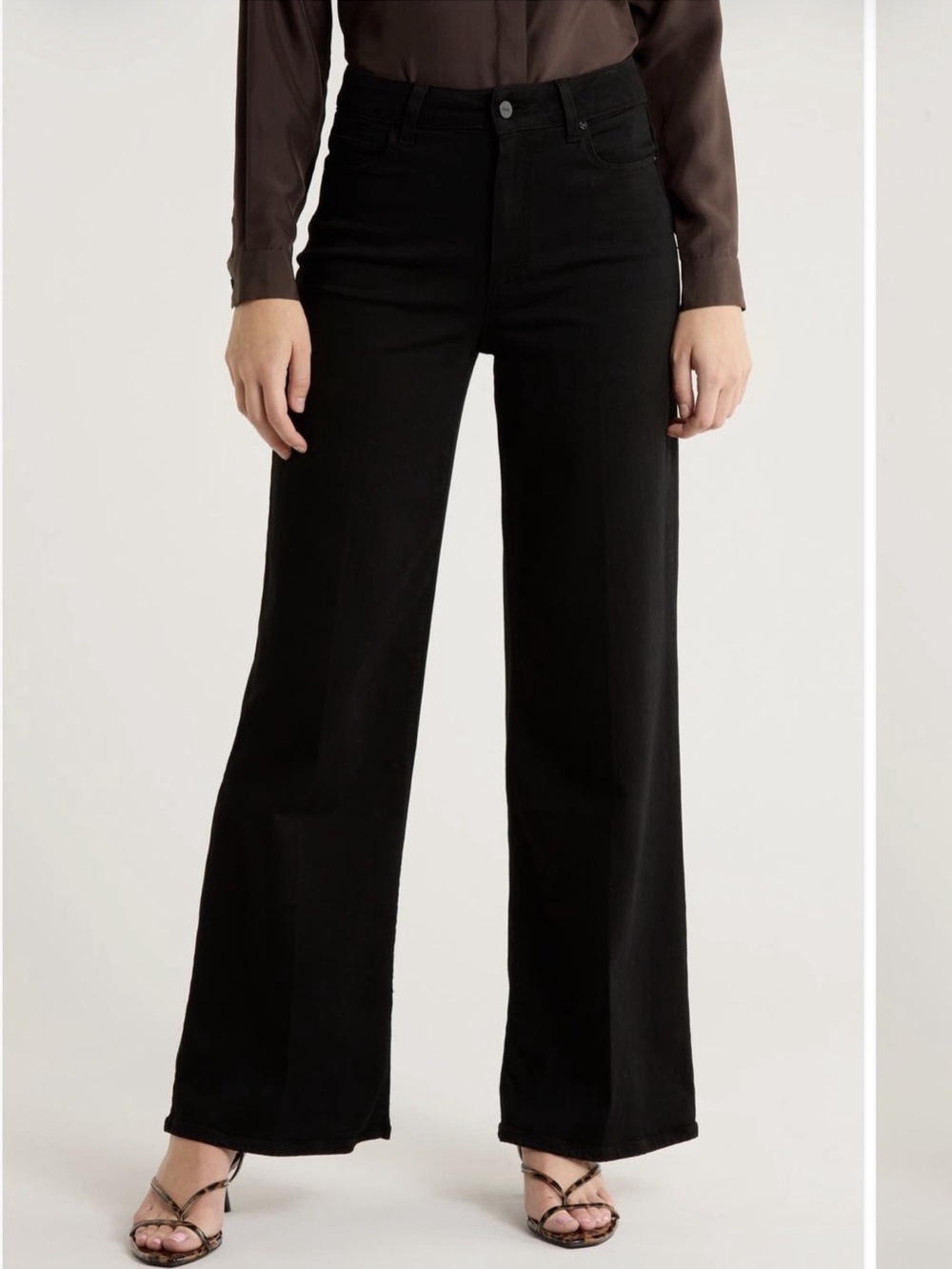 PAIGE Anessa High Waist Wide Leg Pants in Black